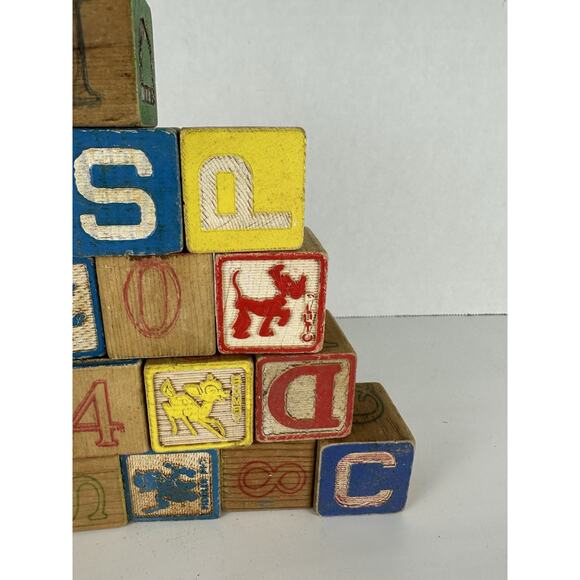 Vintage Disney Toy Blocks Lot of 24 Walt Disney Wooden, ABC, Alphabet Letter - Picture 5 of 7